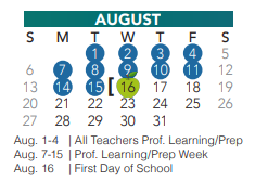 District School Academic Calendar for Parkwood Hill Intermediate for August 2023