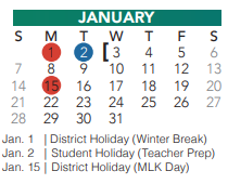 District School Academic Calendar for Fossil Hill Middle for January 2024