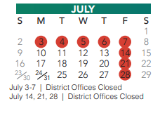 District School Academic Calendar for Liberty Elementary for July 2023