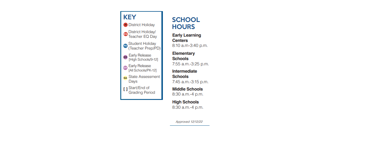 District School Academic Calendar Key for Central High School