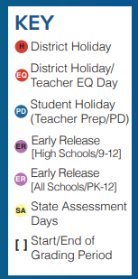 District School Academic Calendar Legend for Bear Creek Intermediate