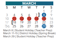 District School Academic Calendar for New Direction Lrn Ctr for March 2024