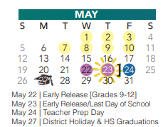 District School Academic Calendar for Park Glen Elementary for May 2024