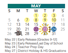 District School Academic Calendar for Hidden Lakes Elementary for May 2024