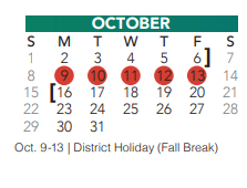 District School Academic Calendar for Bear Creek Intermediate for October 2023