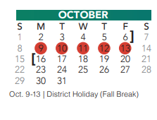 District School Academic Calendar for Whitley Road Elementary for October 2023