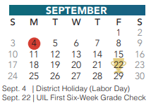 District School Academic Calendar for Keller Middle for September 2023