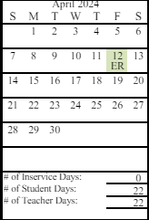 District School Academic Calendar for Kenai Central High School for April 2024