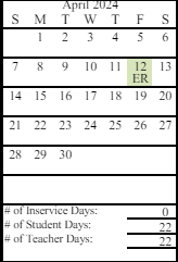 District School Academic Calendar for Redoubt Elementary for April 2024