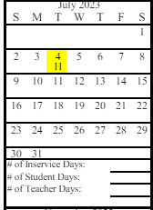 District School Academic Calendar for Seward Middle School for July 2023