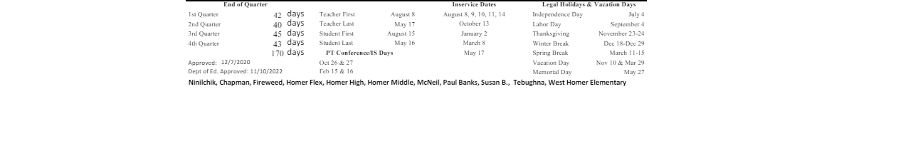 District School Academic Calendar Key for Connections