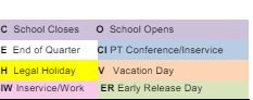 District School Academic Calendar Legend for Moose Pass School