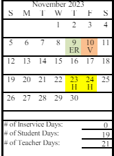 District School Academic Calendar for Ninilchik School for November 2023