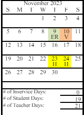 District School Academic Calendar for Redoubt Elementary for November 2023