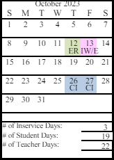 District School Academic Calendar for Tebughna School for October 2023