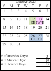 District School Academic Calendar for Redoubt Elementary for October 2023