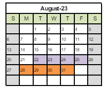 District School Academic Calendar for Stocker Elementary for August 2023