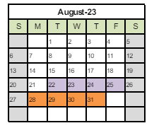 District School Academic Calendar for Wilson Elementary for August 2023