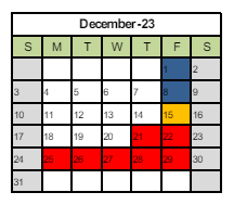 District School Academic Calendar for Stocker Elementary for December 2023