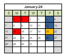 District School Academic Calendar for Stocker Elementary for January 2024