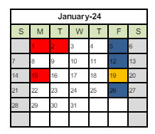 District School Academic Calendar for Grant Elementary for January 2024