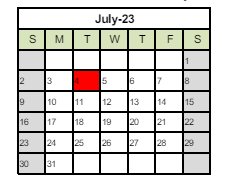 District School Academic Calendar for Strange Elementary for July 2023
