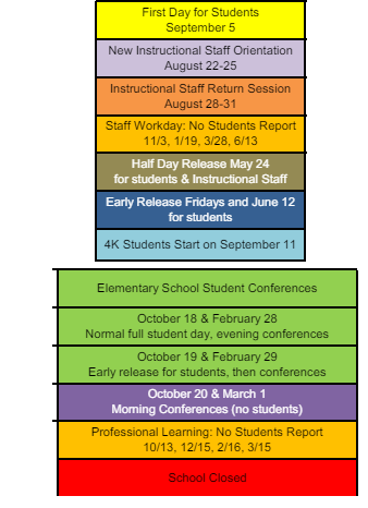 District School Academic Calendar Legend for Edward Bain School Of Language And Art