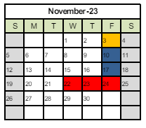 District School Academic Calendar for Stocker Elementary for November 2023