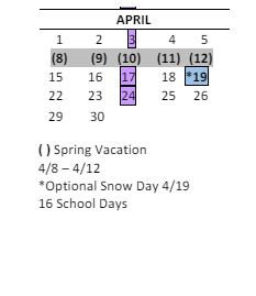 District School Academic Calendar for Mill Creek Middle School for April 2024