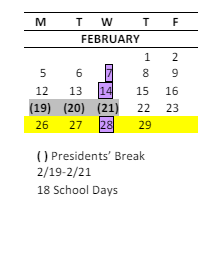 District School Academic Calendar for Mill Creek Middle School for February 2024