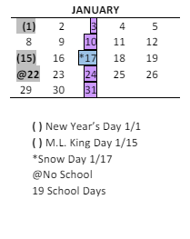 District School Academic Calendar for Mill Creek Middle School for January 2024