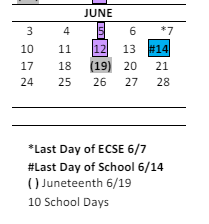 District School Academic Calendar for Mill Creek Middle School for June 2024