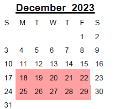 District School Academic Calendar for R C Hinsdale Elementary School for December 2023