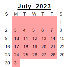 District School Academic Calendar for R C Hinsdale Elementary School for July 2023