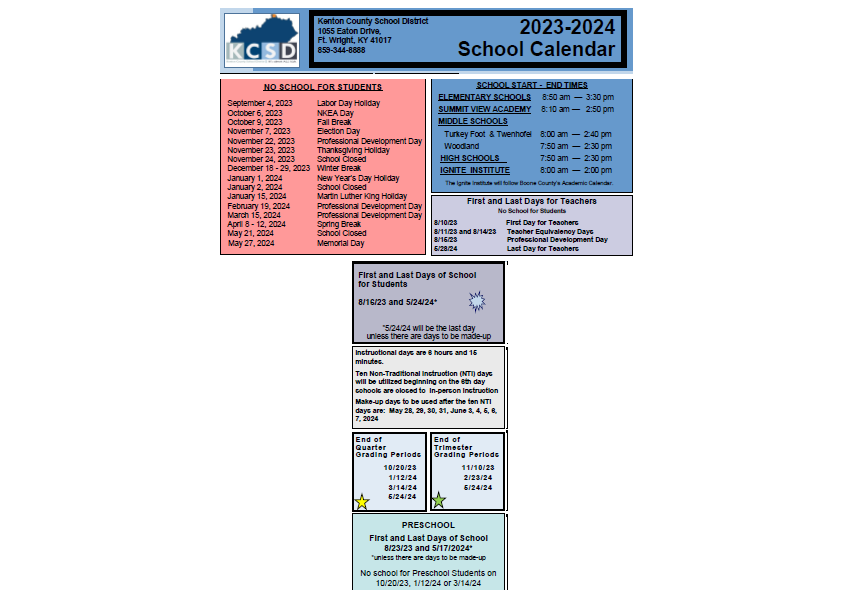 District School Academic Calendar Key for R C Hinsdale Elementary School