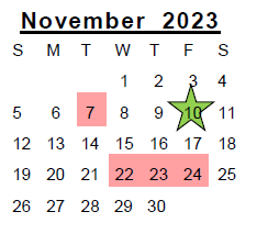 District School Academic Calendar for R C Hinsdale Elementary School for November 2023