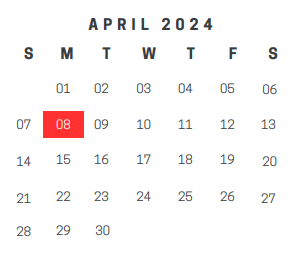 District School Academic Calendar for Ellison High School for April 2024