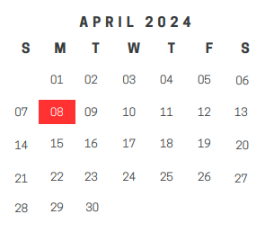 District School Academic Calendar for Gateway Middle School for April 2024