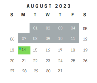 District School Academic Calendar for Killeen J J A E P for August 2023