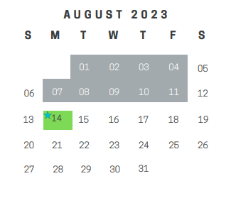 District School Academic Calendar for East Ward Elementary for August 2023