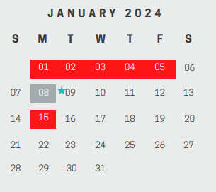 District School Academic Calendar for Pathways Learning Center for January 2024