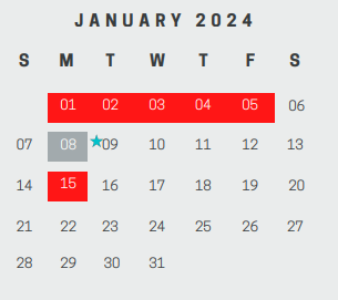 District School Academic Calendar for Liberty Hill Middle School for January 2024