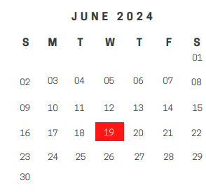 District School Academic Calendar for West Ward Elementary for June 2024