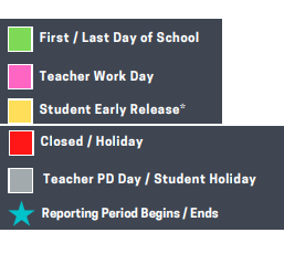 District School Academic Calendar Legend for Gateway High School