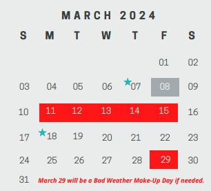 District School Academic Calendar for Ellison High School for March 2024