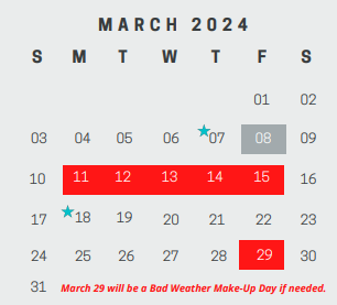 District School Academic Calendar for Pathways Learning Center for March 2024