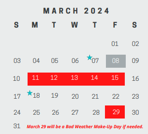 District School Academic Calendar for West Ward Elementary for March 2024