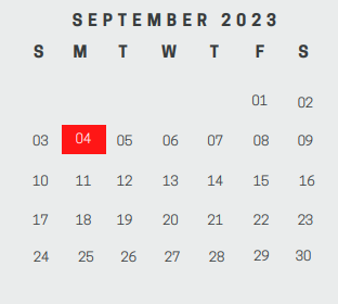 District School Academic Calendar for Metroplex School for September 2023
