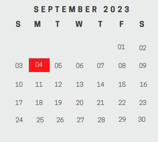 District School Academic Calendar for Pershing Park Elementary for September 2023