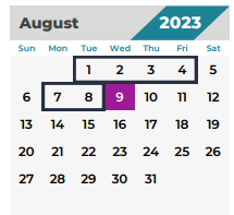 District School Academic Calendar for Greenwood Forest Elementary for August 2023